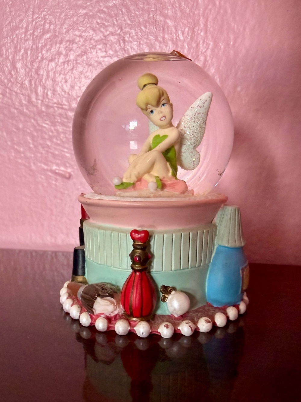 Disney Parks Tinker Bell Mini Snow Globe Vanity Pixie Dust Collectible
